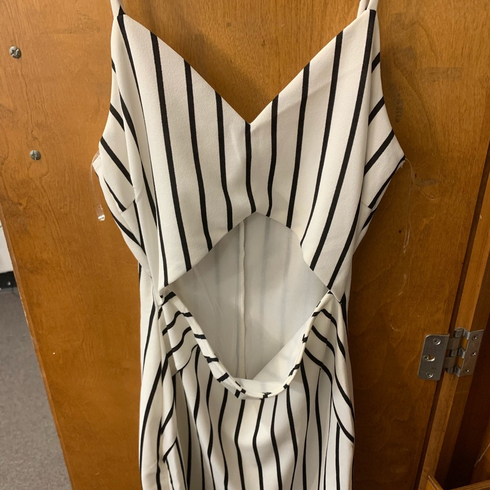 Black & white striped body con dress